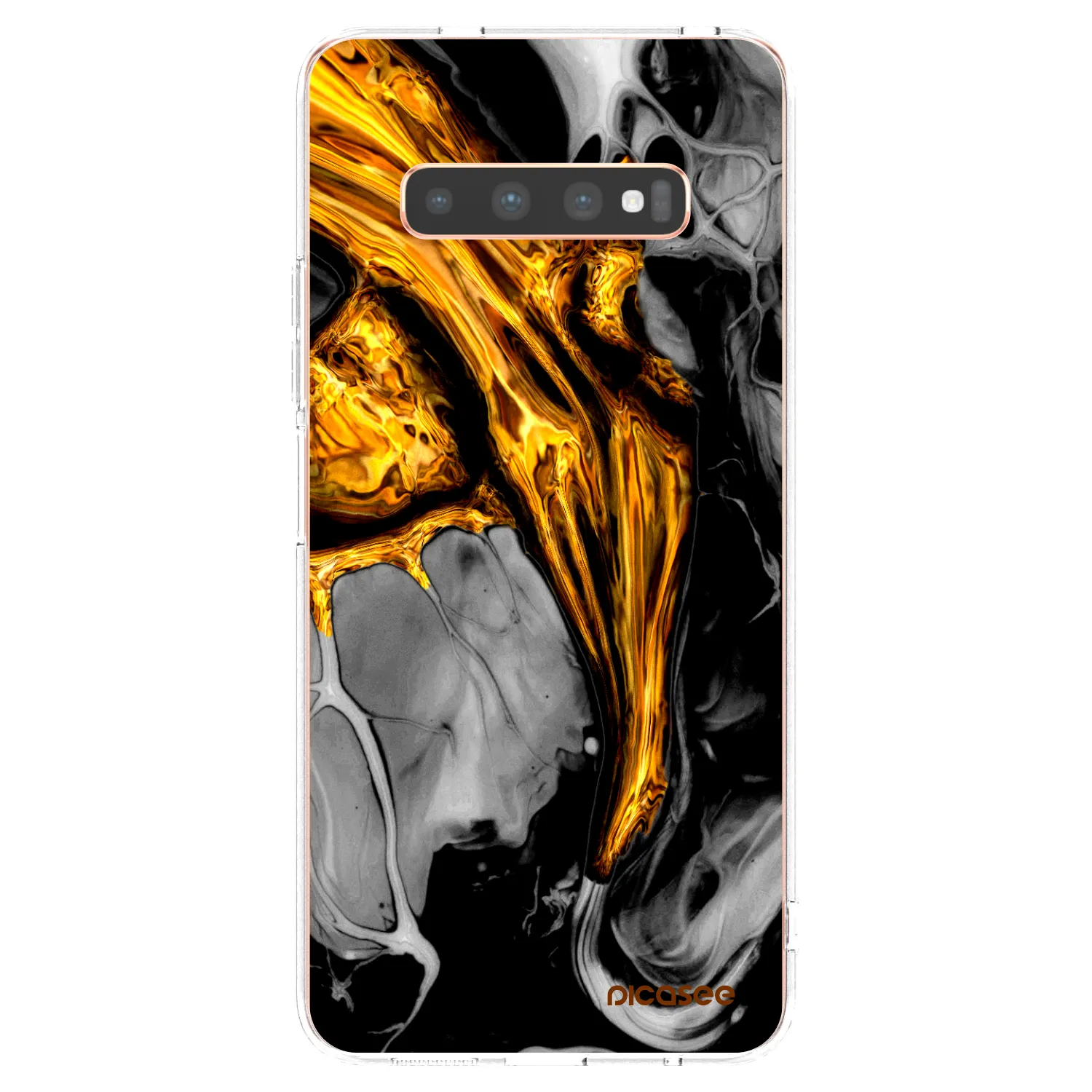 Picasee διαφανής θήκη σιλικόνης Samsung Galaxy S10 Plus G975 - Black Gold