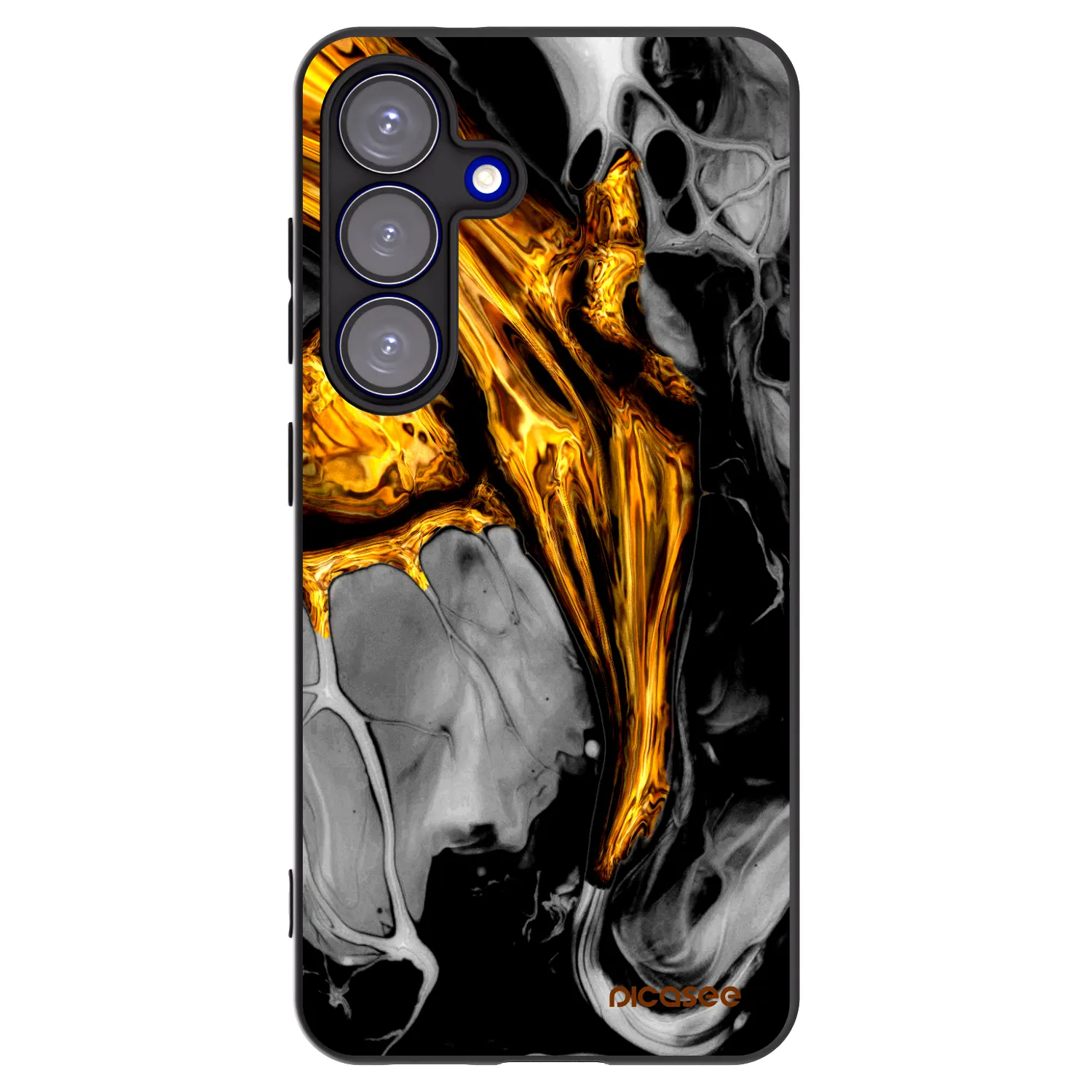 Picasee Μαύρη θήκη σιλικόνης για Samsung Galaxy S25 5G - Black Gold