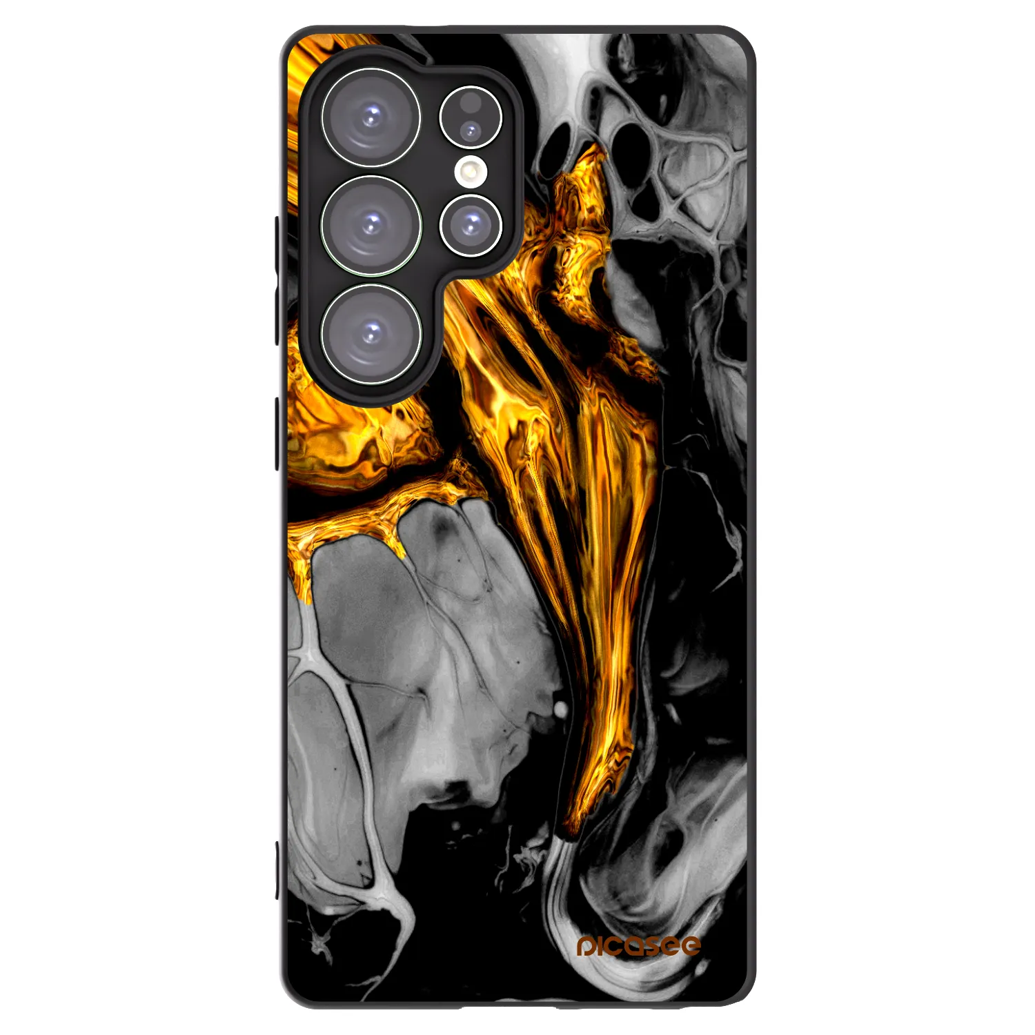 Picasee Μαύρη θήκη σιλικόνης για Samsung Galaxy S25 Ultra 5G - Black Gold