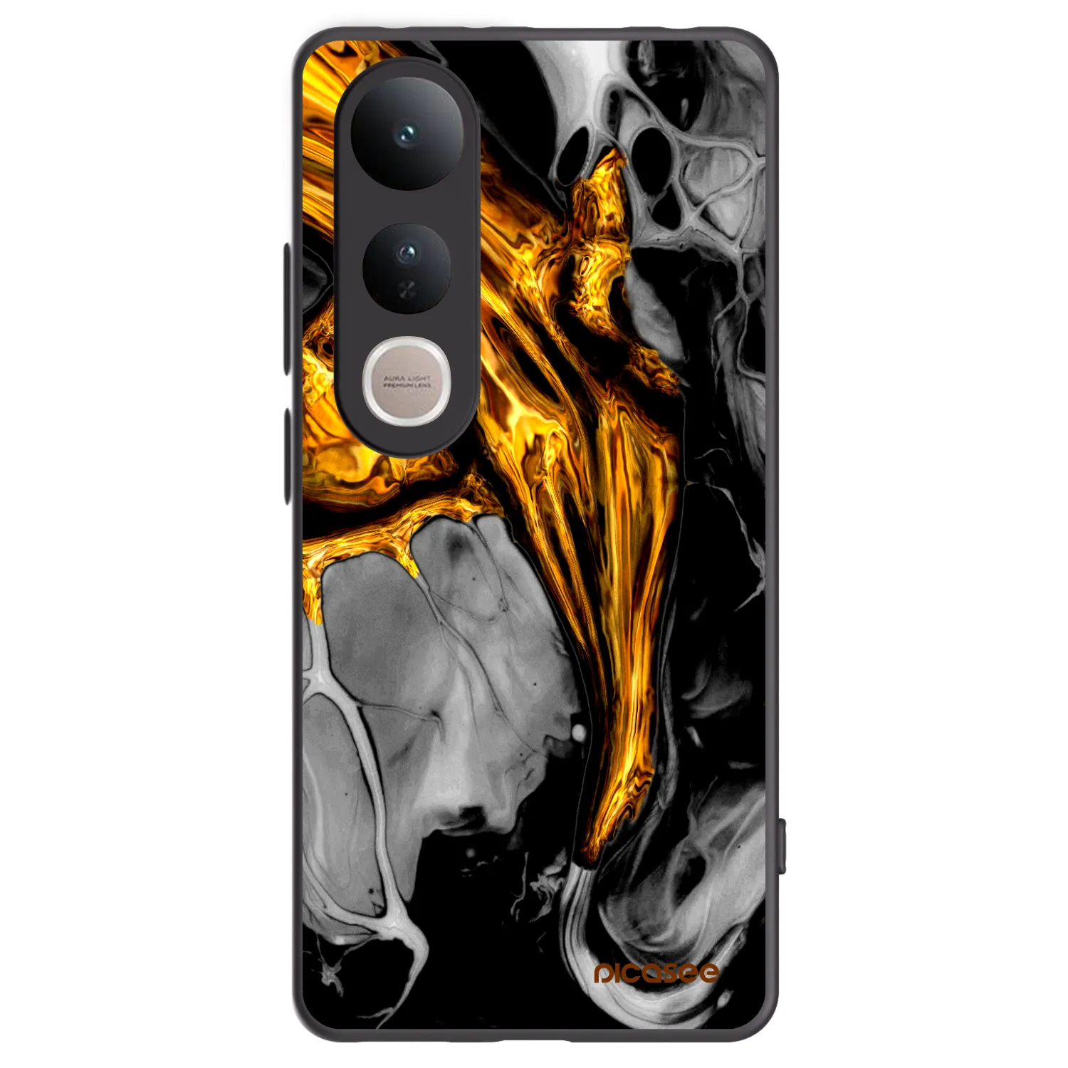 Picasee Μαύρη θήκη σιλικόνης για Vivo V50 Lite 5G - Black Gold