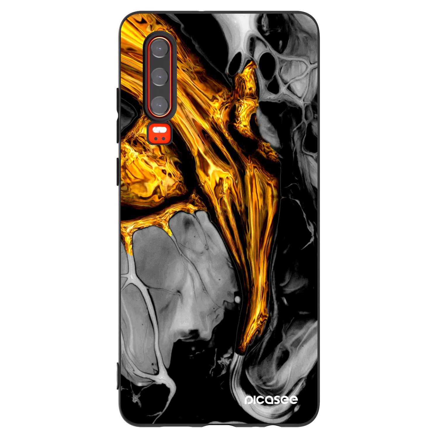 Picasee Μαύρη θήκη σιλικόνης για Huawei P30 - Black Gold