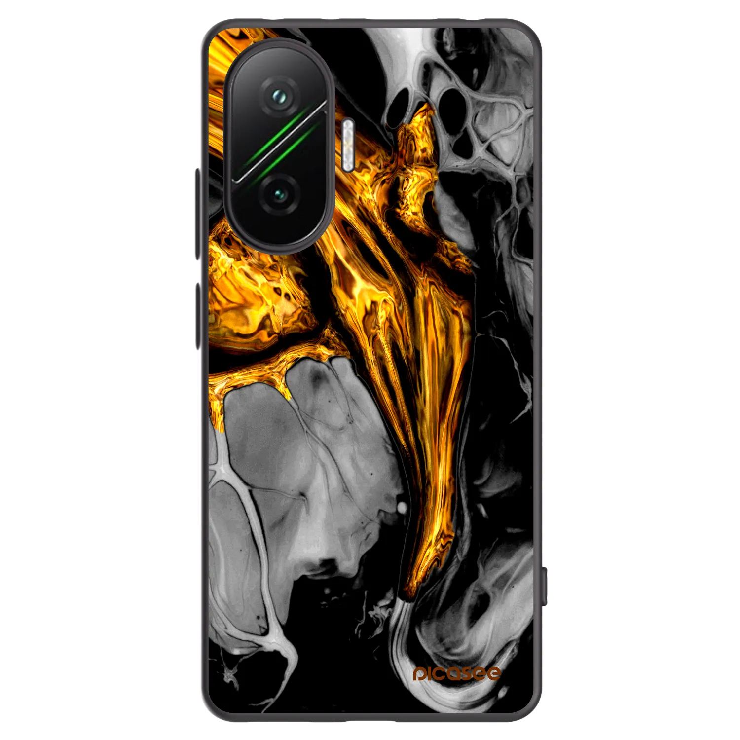 Picasee Μαύρη θήκη σιλικόνης για Xiaomi Poco F7 Pro 5G - Black Gold