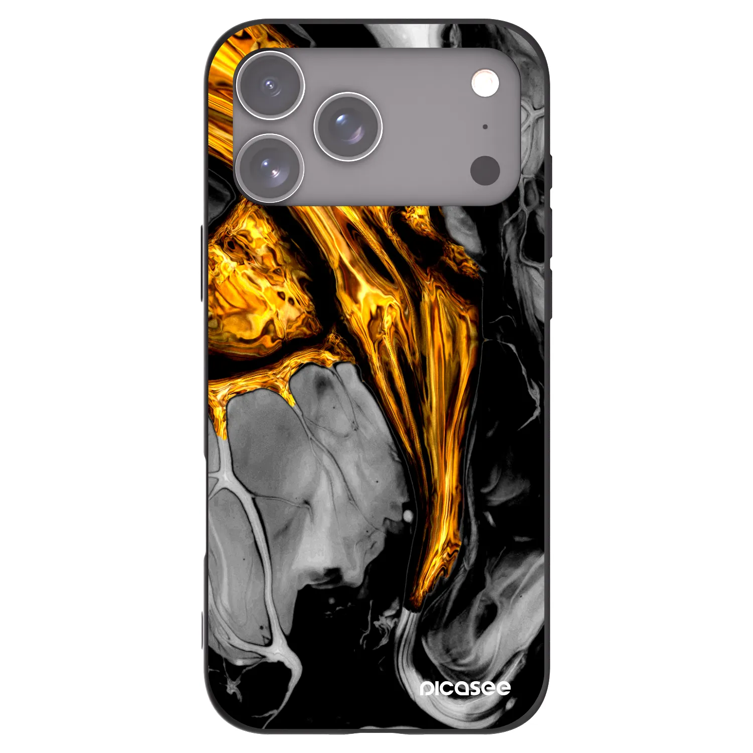 Picasee Μαύρη θήκη σιλικόνης για Apple iPhone 17 Pro Max - Black Gold
