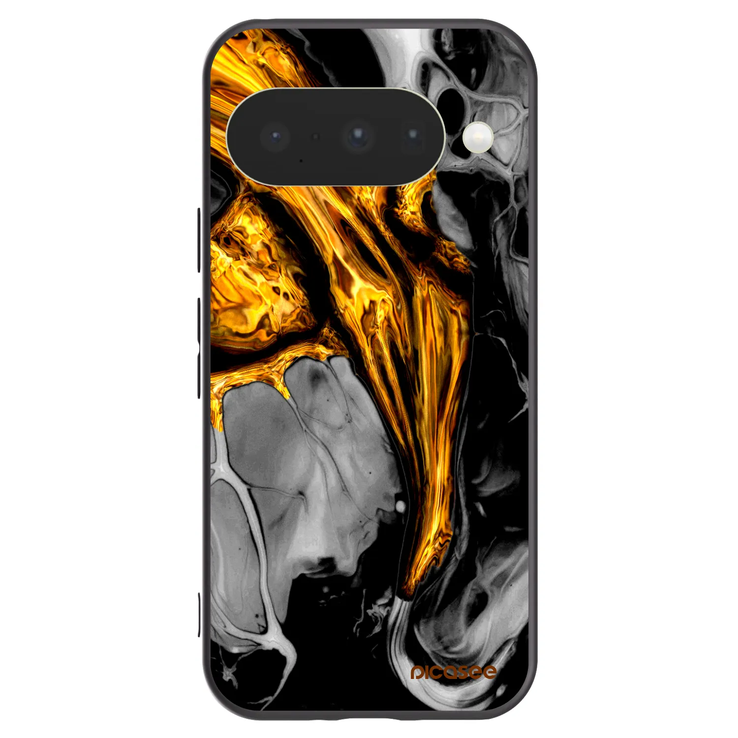 Picasee Μαύρη θήκη σιλικόνης για Google Pixel 10 - Black Gold