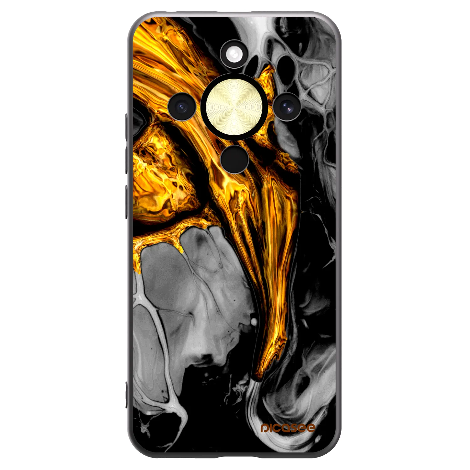 Picasee Μαύρη θήκη σιλικόνης για Honor Magic8 Lite 5G - Black Gold