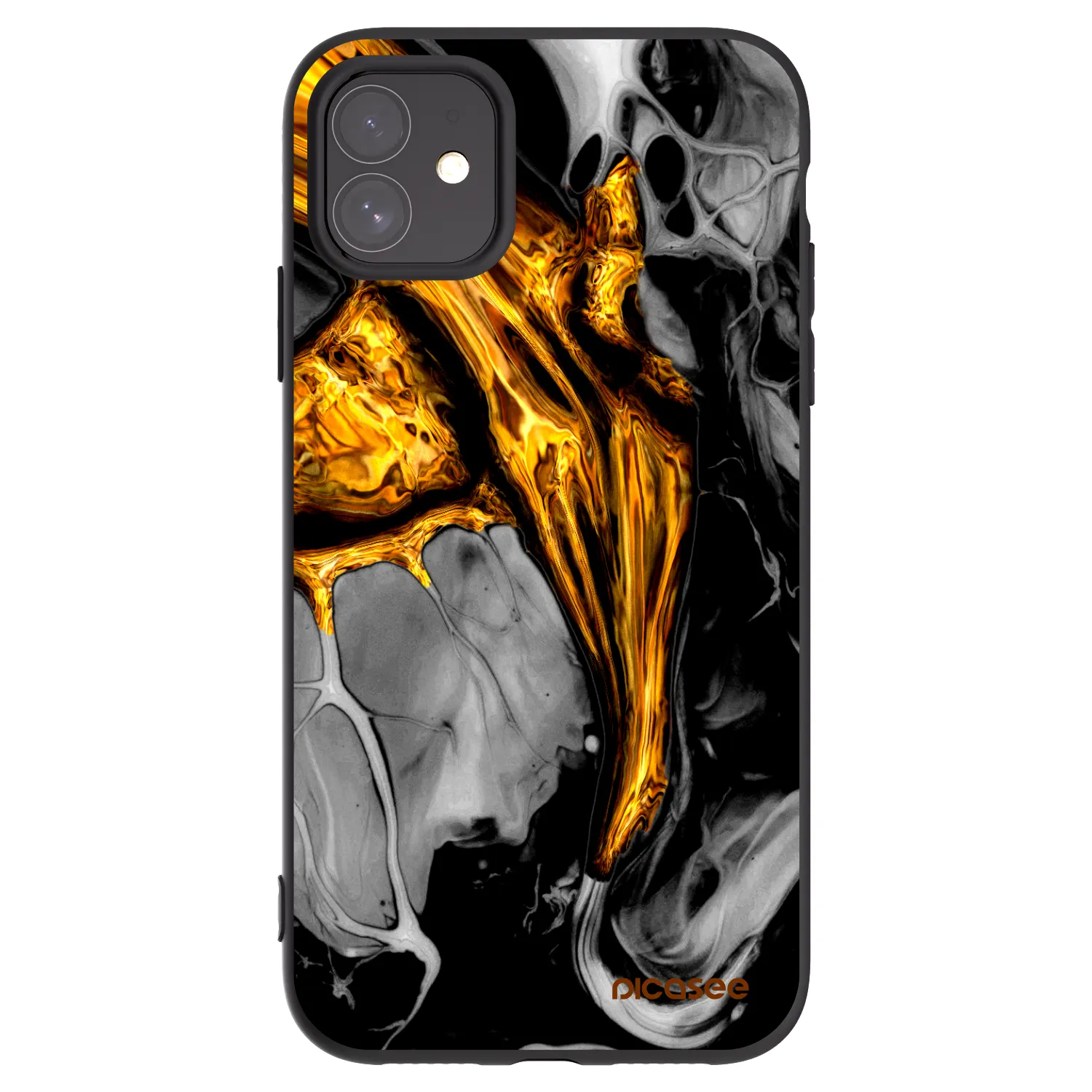 Picasee Μαύρη θήκη σιλικόνης για Apple iPhone 11 - Black Gold