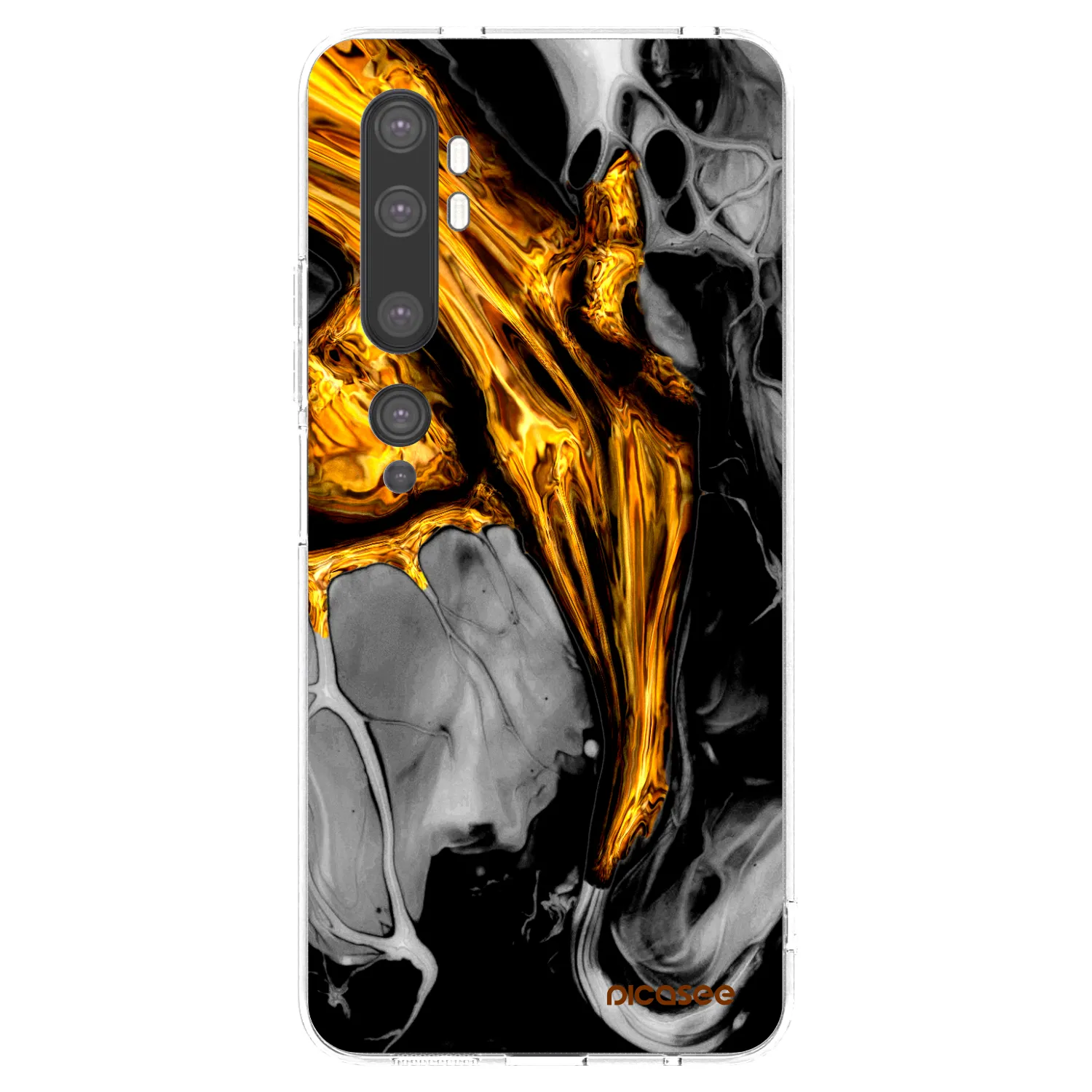 Picasee διαφανής θήκη σιλικόνης Xiaomi Mi Note 10 (Pro) - Black Gold