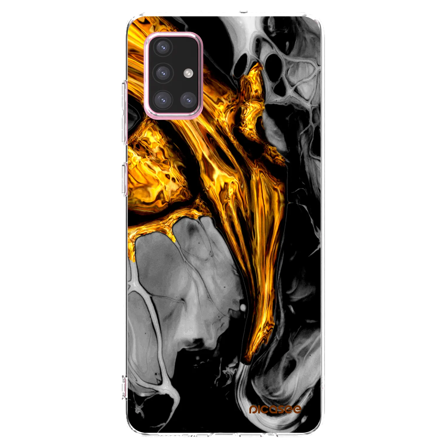Picasee διαφανής θήκη σιλικόνης Samsung Galaxy A71 A715F - Black Gold