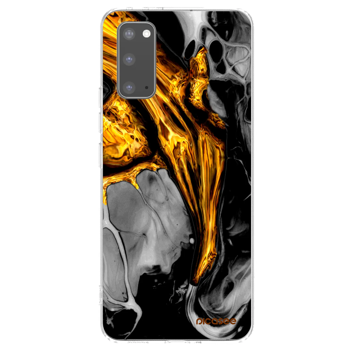 Picasee διαφανής θήκη σιλικόνης Samsung Galaxy S20 G980F - Black Gold