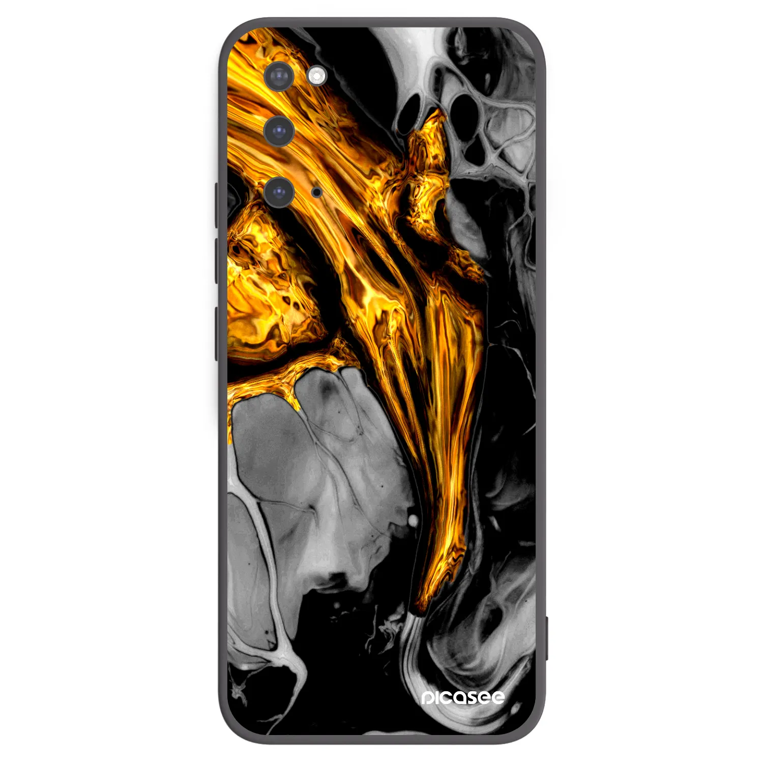 Picasee Μαύρη θήκη σιλικόνης για Samsung Galaxy S20 G980F - Black Gold