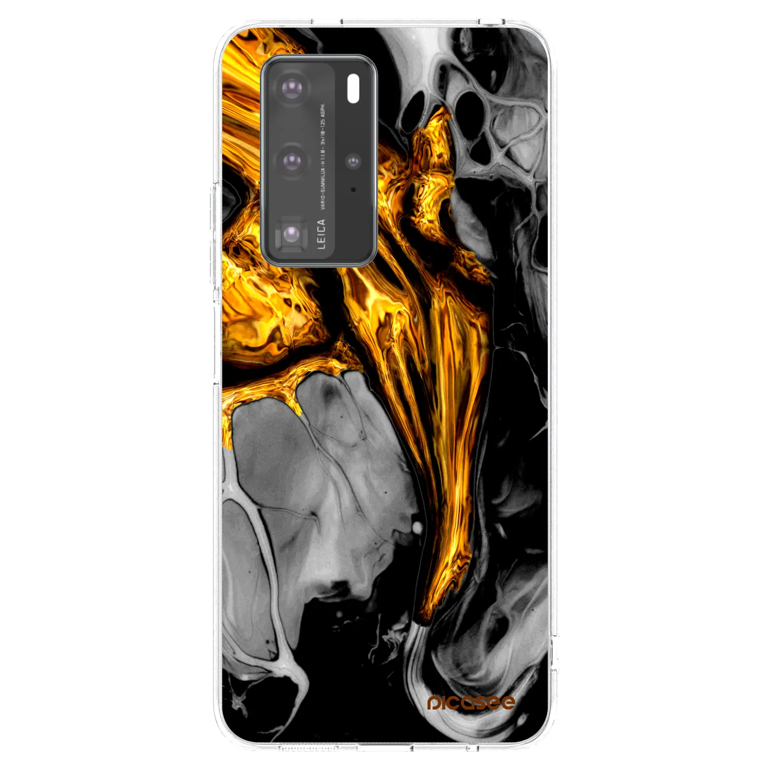 Picasee διαφανής θήκη σιλικόνης Huawei P40 Pro - Black Gold