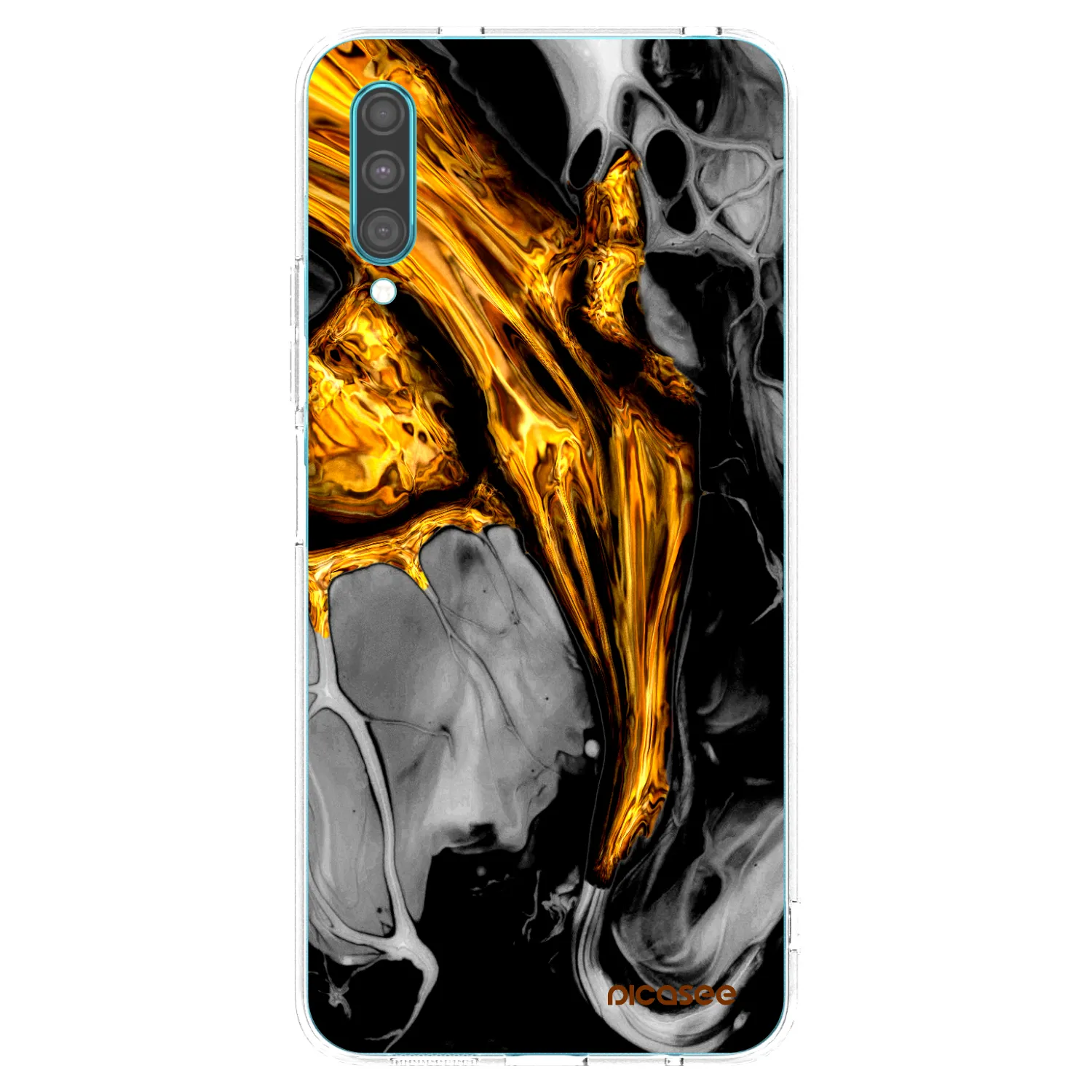 Picasee διαφανής θήκη σιλικόνης Samsung Galaxy A30s A307F - Black Gold