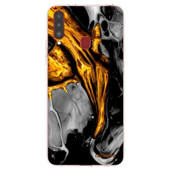 Picasee διαφανής θήκη σιλικόνης Samsung Galaxy A20s - Black Gold