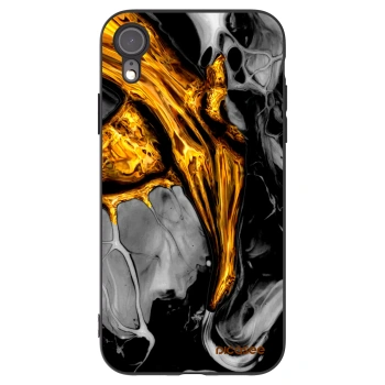 Picasee Μαύρη θήκη σιλικόνης για Apple iPhone XR - Black Gold
