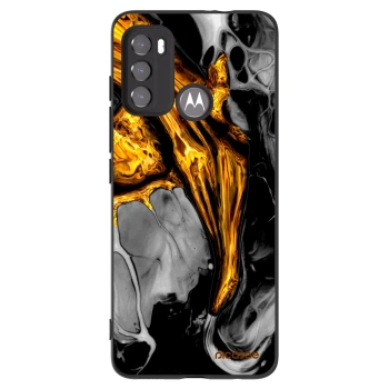 Picasee Μαύρη θήκη σιλικόνης για Motorola Moto G60 - Black Gold