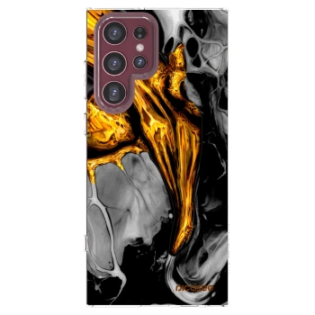 Picasee διαφανής θήκη σιλικόνης Samsung Galaxy S22 Ultra 5G - Black Gold