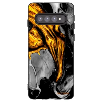 Picasee Μαύρη θήκη σιλικόνης για Samsung Galaxy S10 G973 - Black Gold