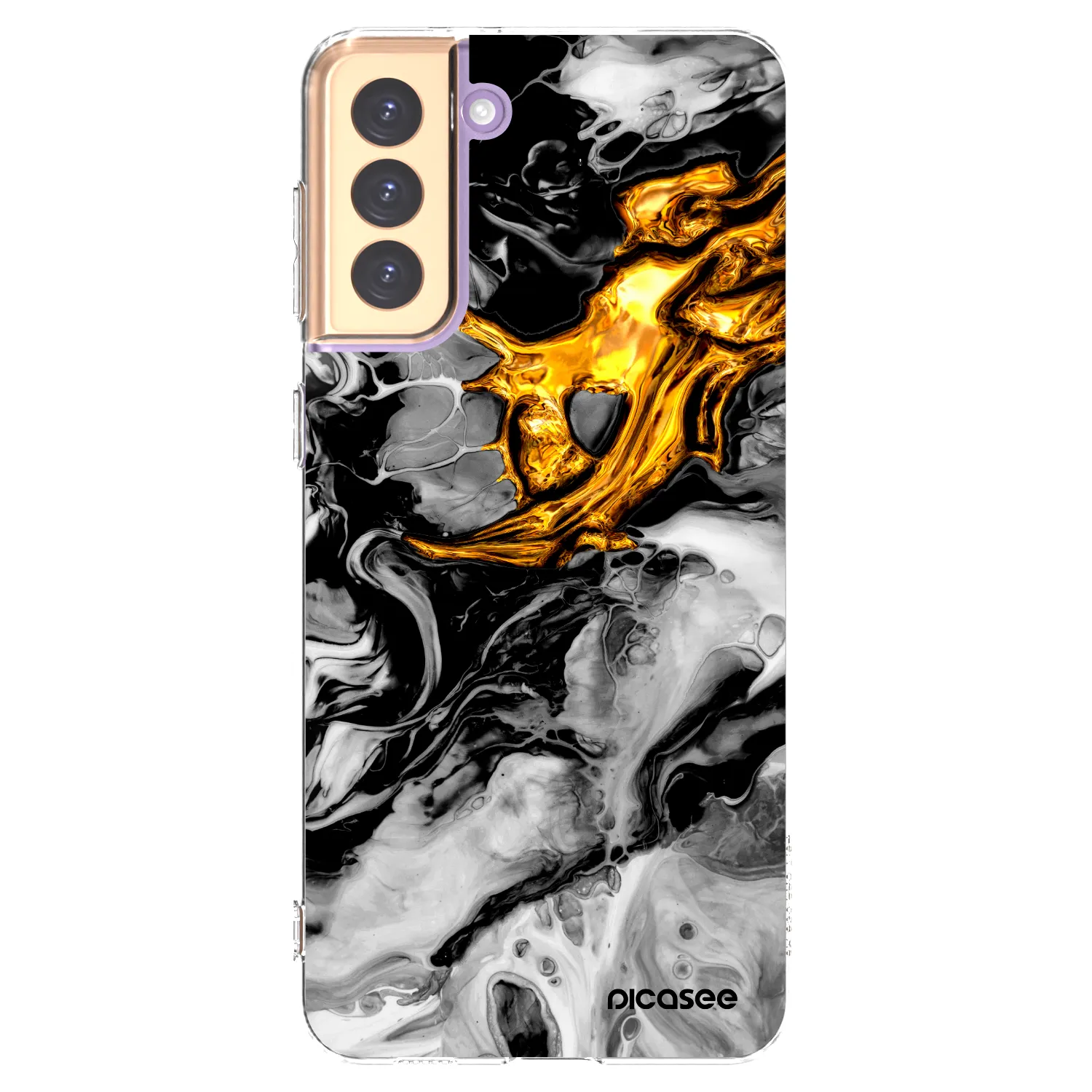 Picasee διαφανής θήκη σιλικόνης Samsung Galaxy S21+ 5G G996F - Black Gold 2