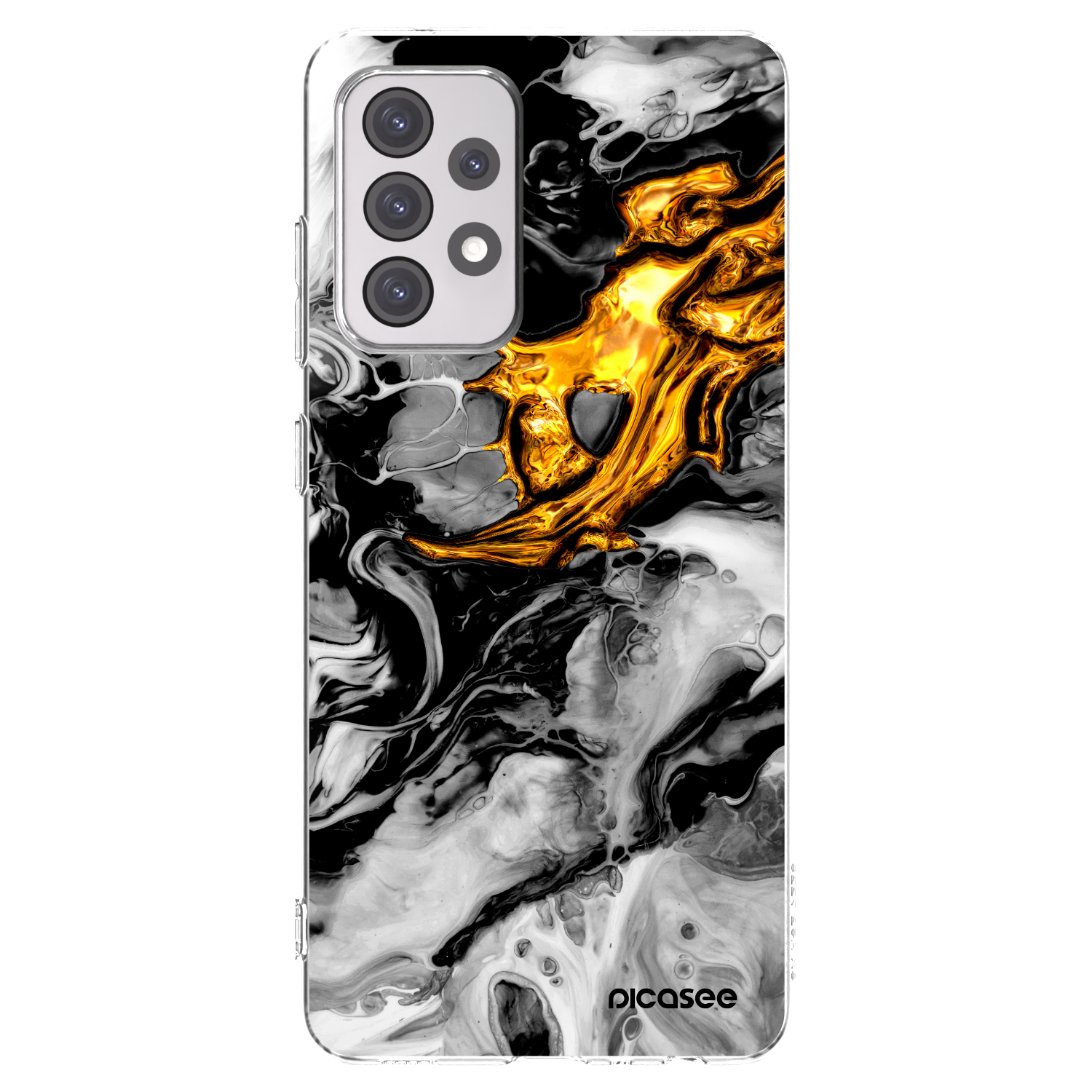 Picasee διαφανής θήκη σιλικόνης Samsung Galaxy A52 5G A525F - Black Gold 2