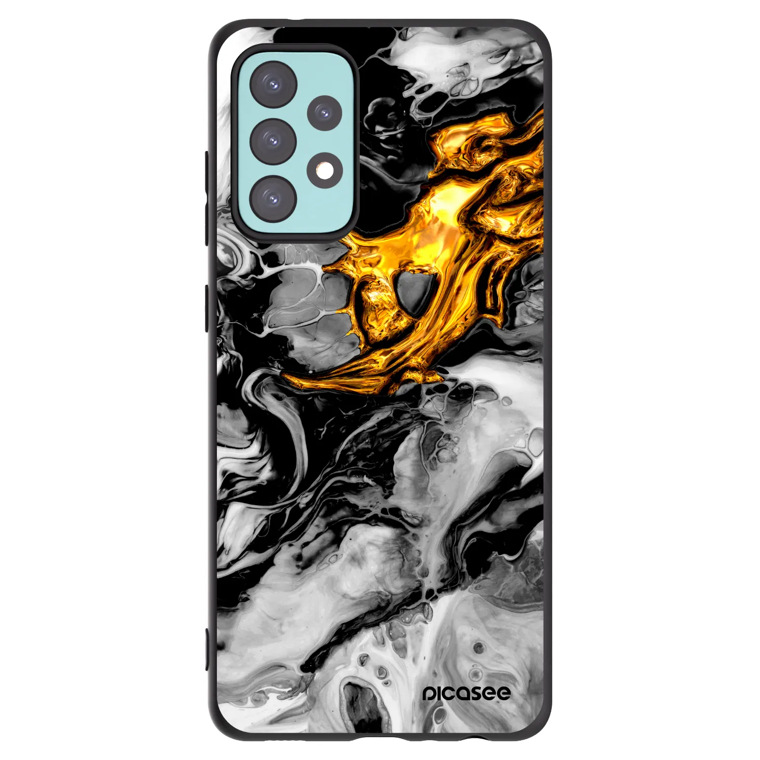 Picasee Μαύρη θήκη σιλικόνης για Samsung Galaxy A72 A725F - Black Gold 2