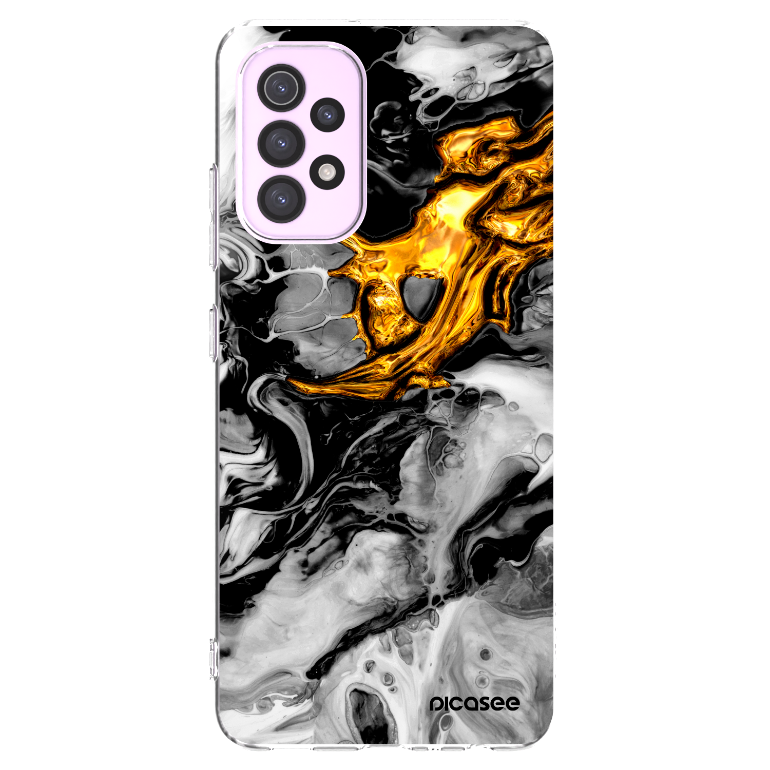 Picasee διαφανής θήκη σιλικόνης Samsung Galaxy A32 5G A326B - Black Gold 2
