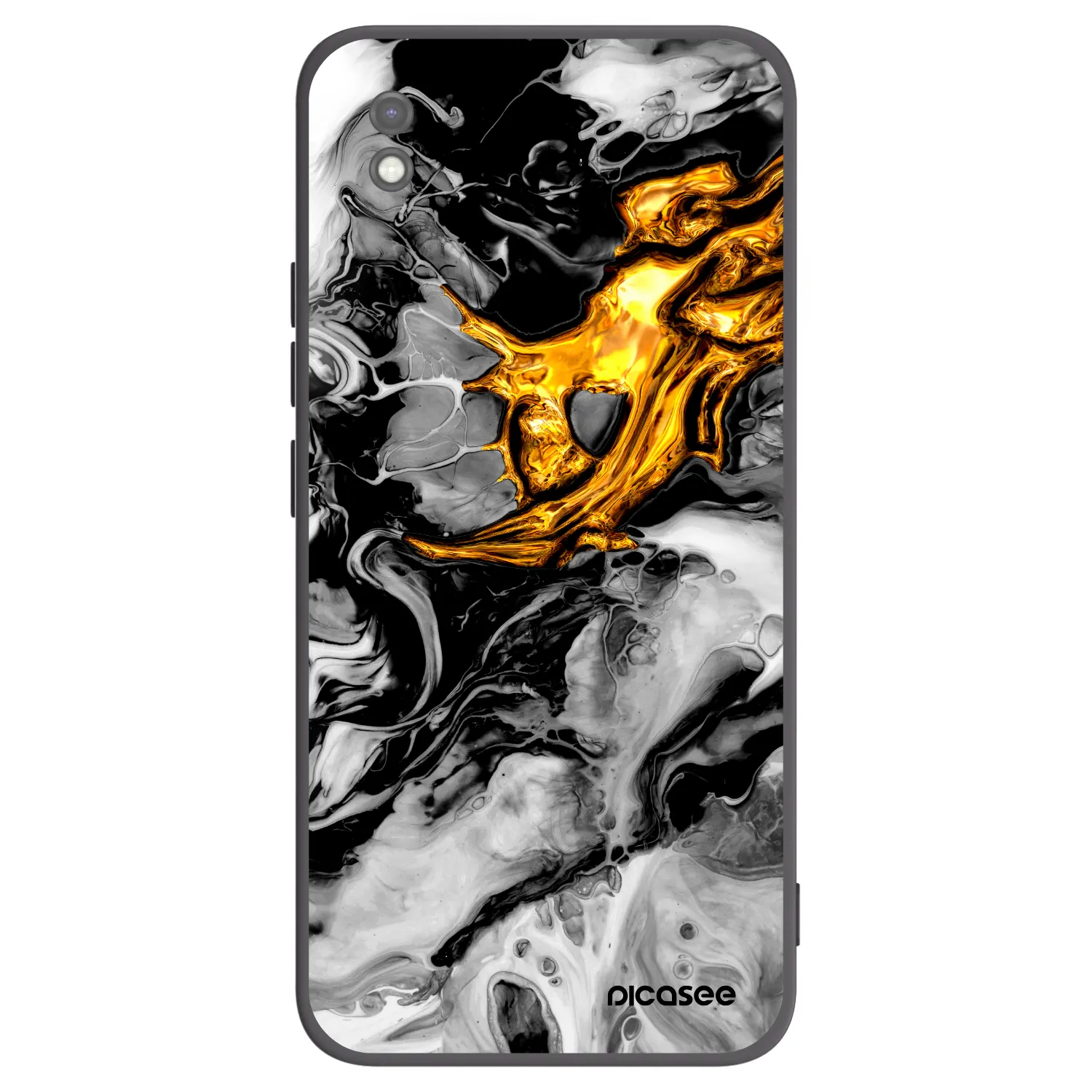 Picasee Μαύρη θήκη σιλικόνης για Xiaomi Redmi 9AT - Black Gold 2