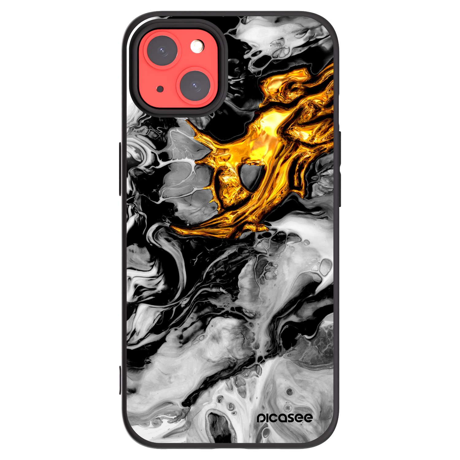 Picasee Μαύρη θήκη σιλικόνης για Apple iPhone 13 - Black Gold 2