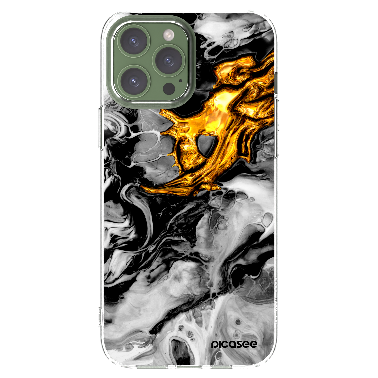Picasee διαφανής θήκη σιλικόνης Apple iPhone 13 Pro Max - Black Gold 2