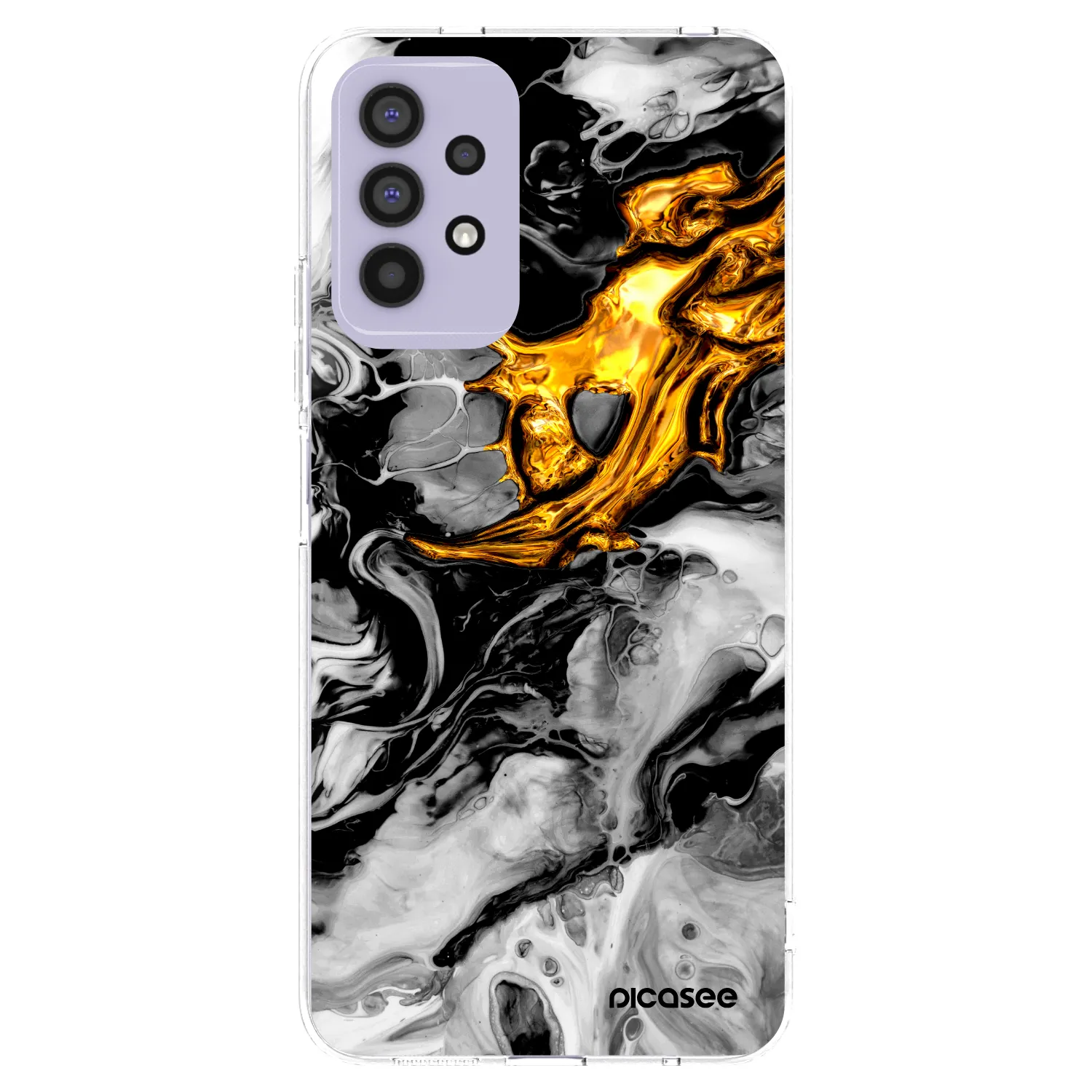 Picasee διαφανής θήκη σιλικόνης Samsung Galaxy A32 4G SM-A325F - Black Gold 2