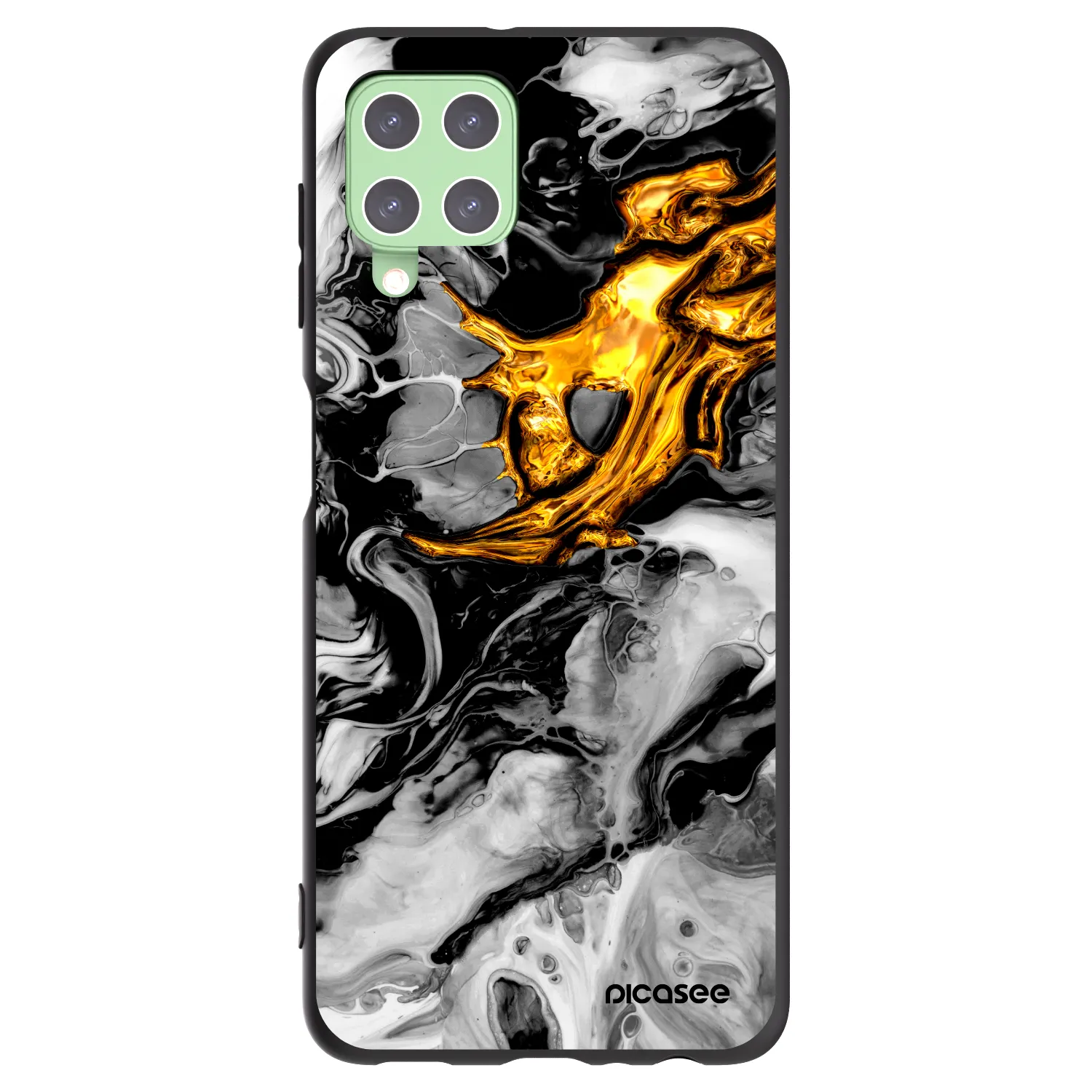 Picasee Μαύρη θήκη σιλικόνης για Samsung Galaxy A22 A225F 4G - Black Gold 2