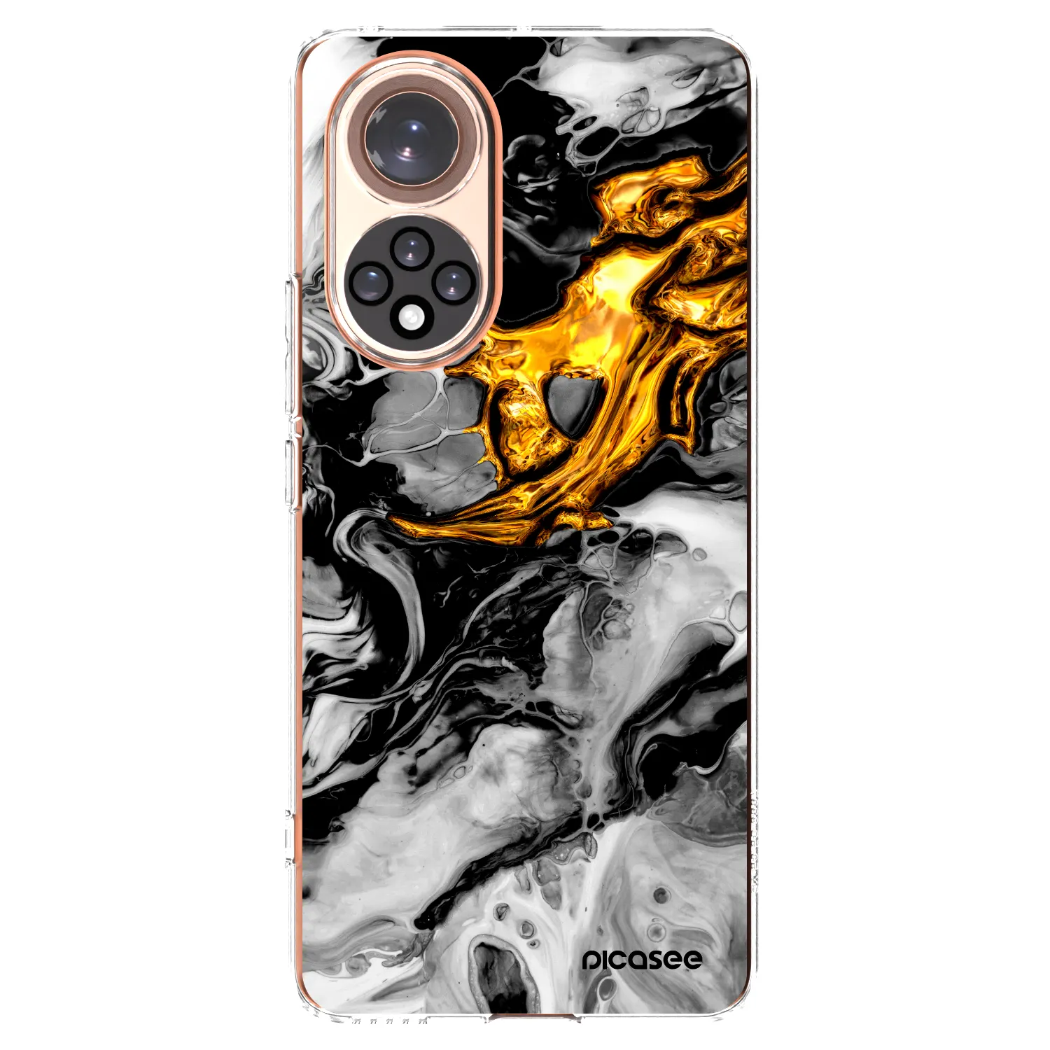 Picasee διαφανής θήκη σιλικόνης Huawei Nova 9 - Black Gold 2