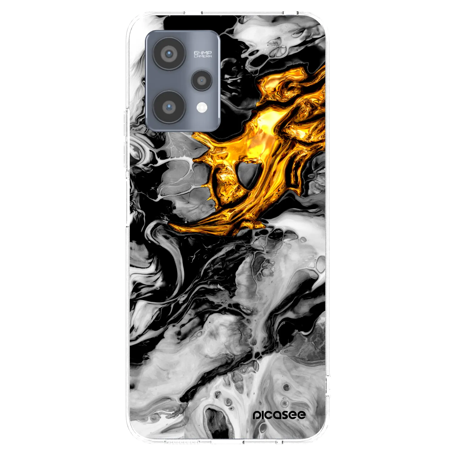 Picasee διαφανής θήκη σιλικόνης Realme 9 Pro 5G - Black Gold 2