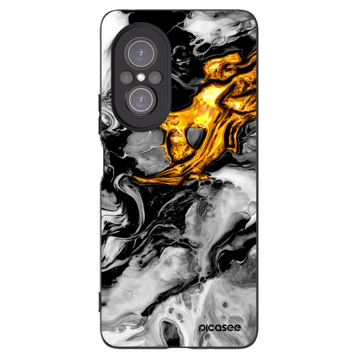 Picasee Μαύρη θήκη σιλικόνης για Huawei Nova 9 SE - Black Gold 2