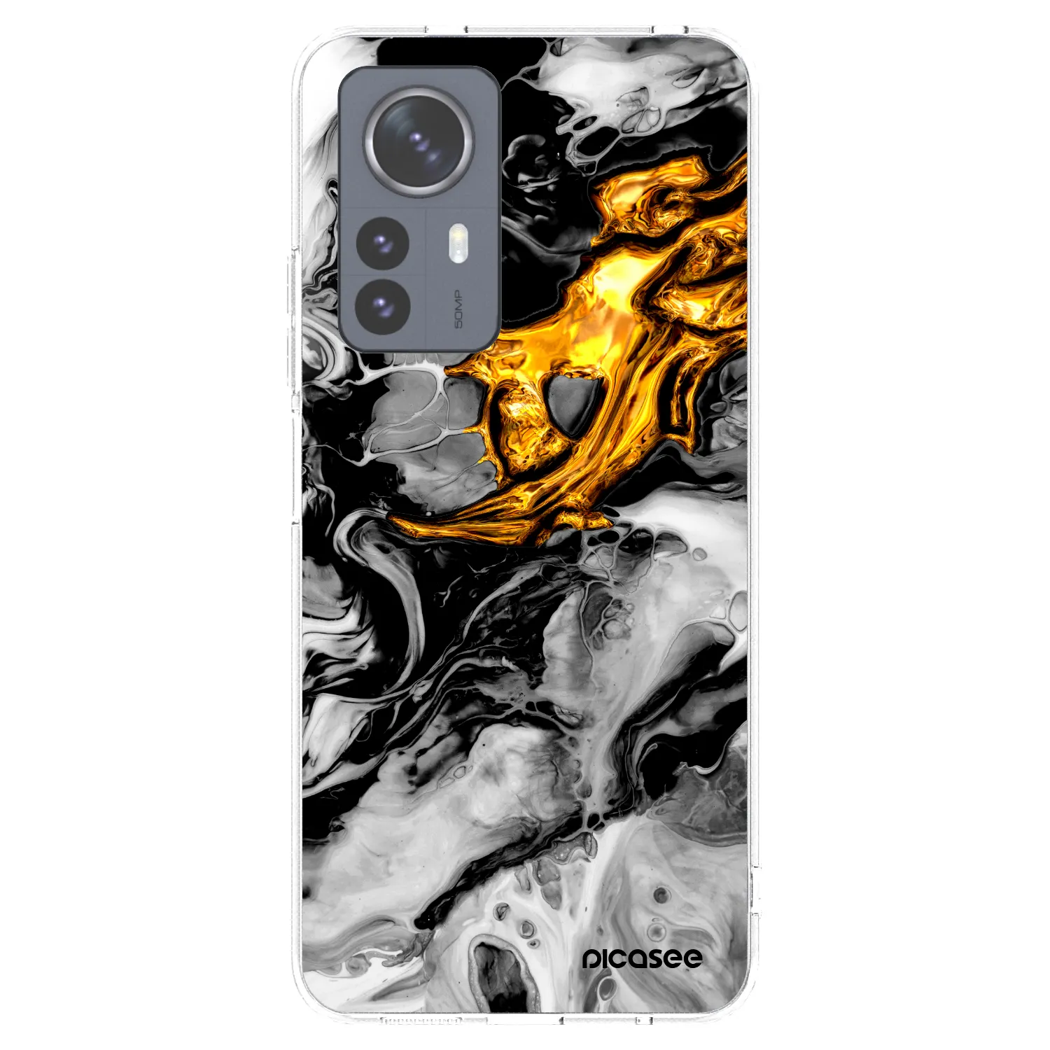 Picasee διαφανής θήκη σιλικόνης Xiaomi 12 Pro - Black Gold 2