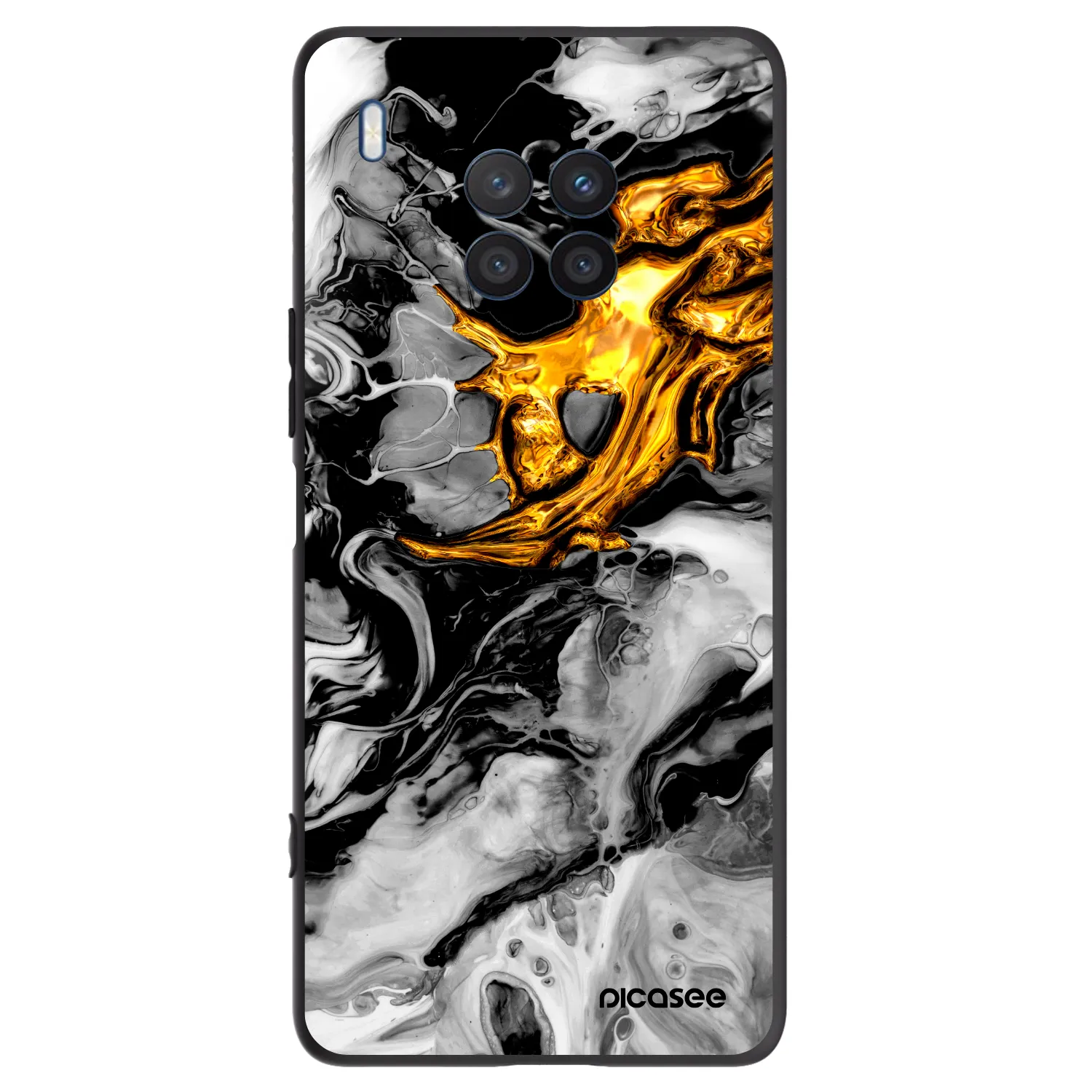 Picasee Μαύρη θήκη σιλικόνης για Honor 50 Lite - Black Gold 2