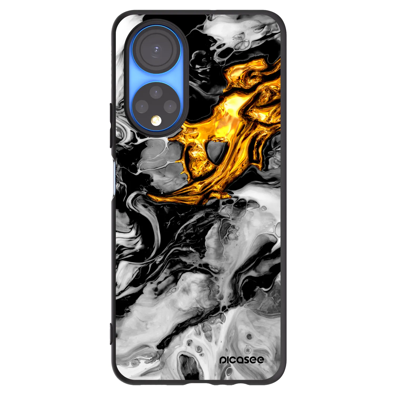 Picasee Μαύρη θήκη σιλικόνης για Honor X7 - Black Gold 2