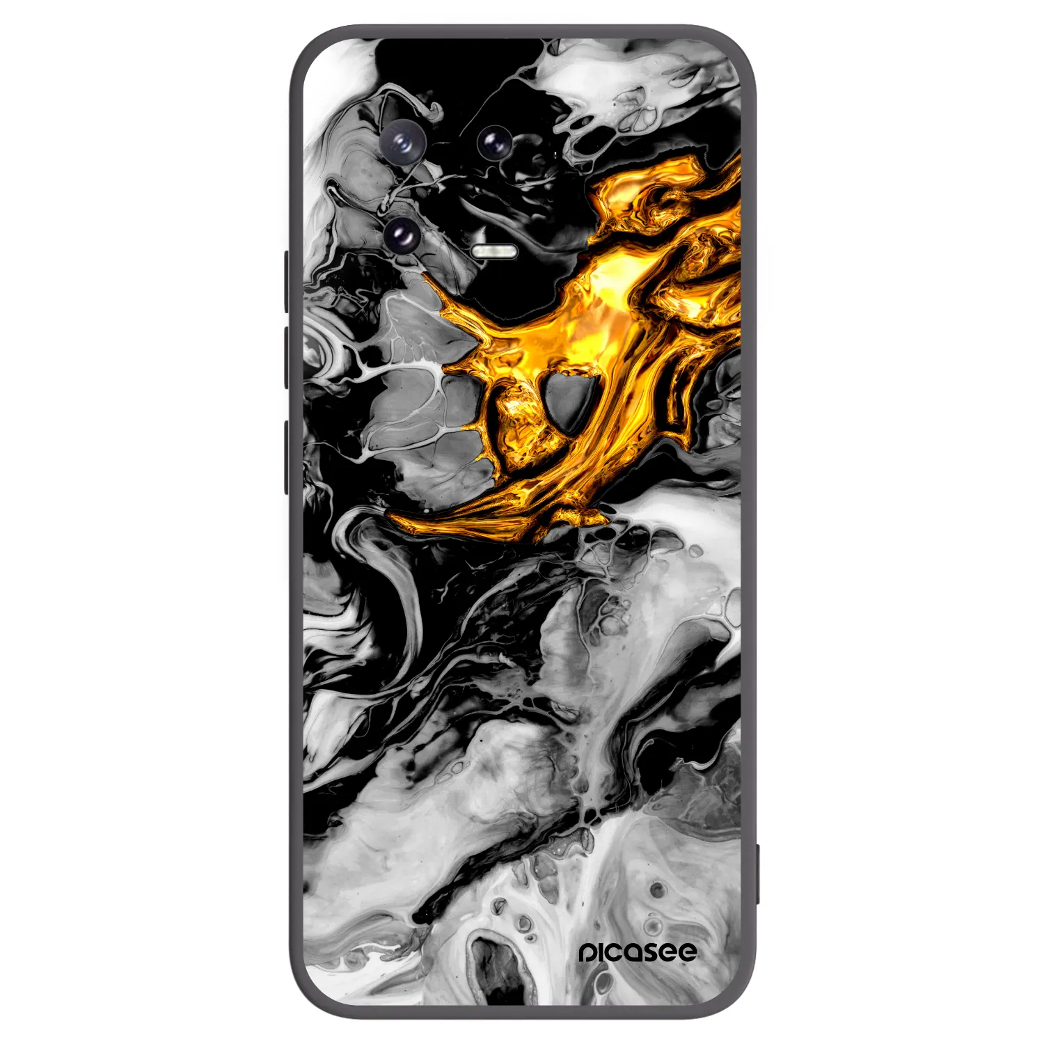 Picasee Μαύρη θήκη σιλικόνης για Xiaomi 13 Pro - Black Gold 2