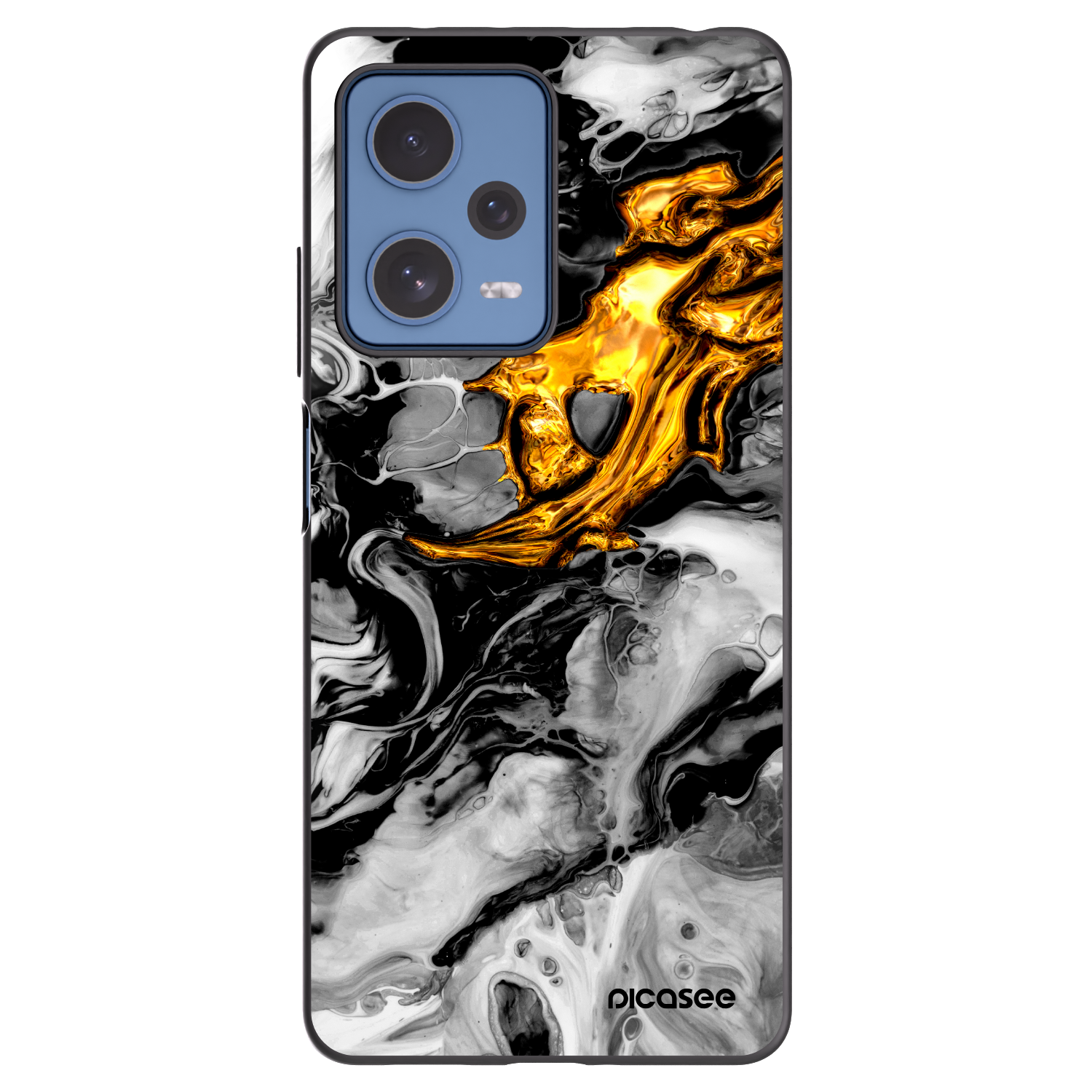 Picasee Μαύρη θήκη σιλικόνης για Xiaomi Redmi Note 12 Pro 5G - Black Gold 2
