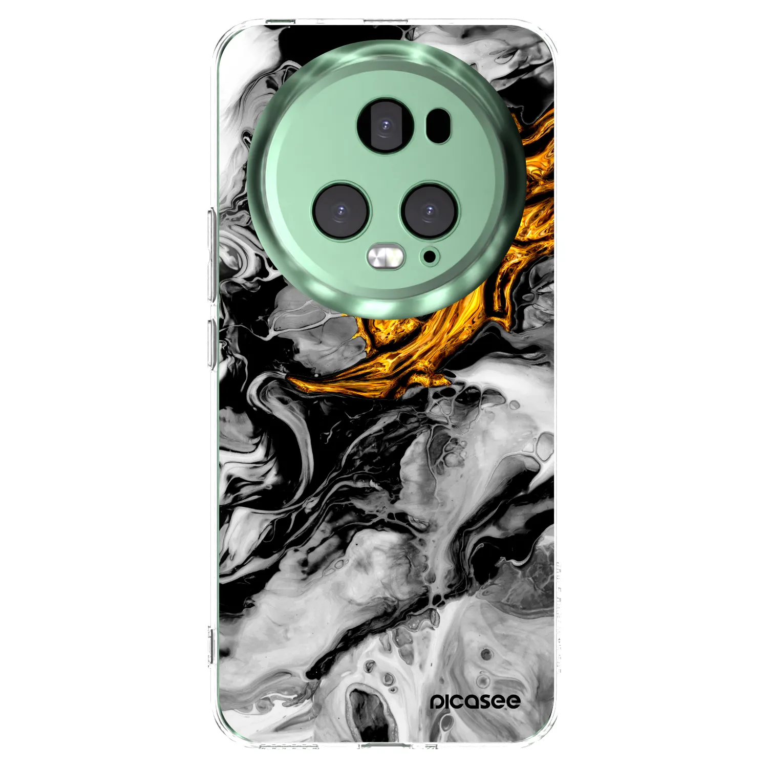 Picasee διαφανής θήκη σιλικόνης Honor Magic5 Pro - Black Gold 2