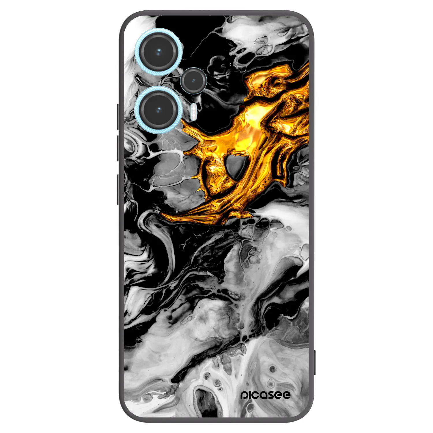 Picasee Μαύρη θήκη σιλικόνης για Xiaomi Poco F5 - Black Gold 2