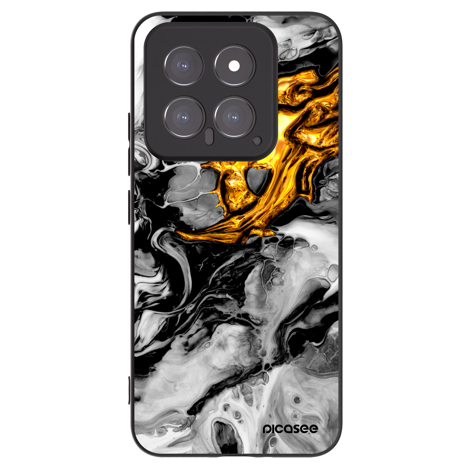 Picasee Μαύρη θήκη σιλικόνης για Xiaomi 14 - Black Gold 2