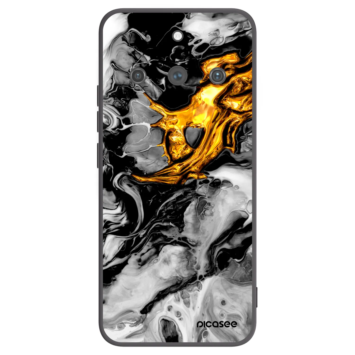 Picasee Μαύρη θήκη σιλικόνης για Realme 11 Pro+ - Black Gold 2