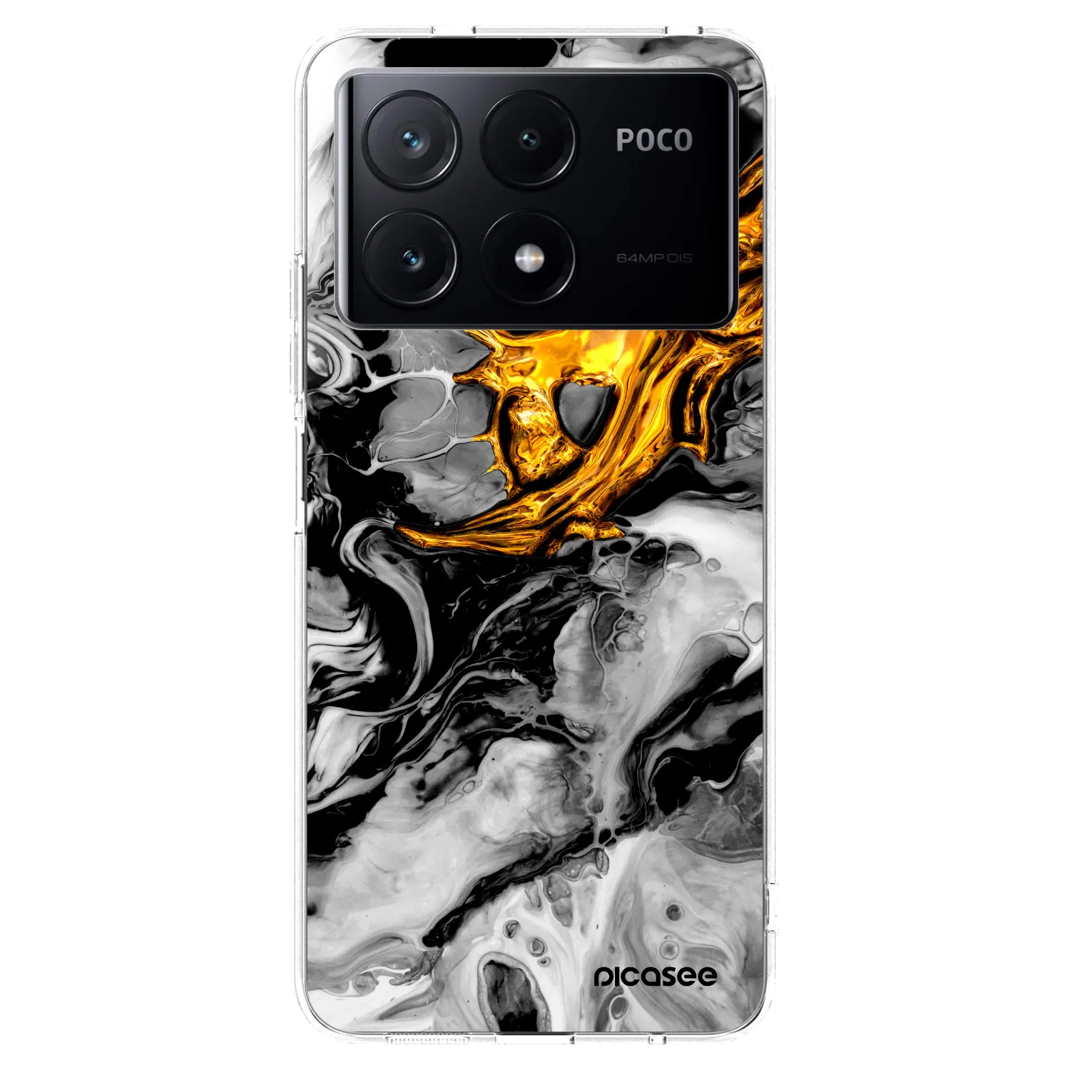 Picasee διαφανής θήκη σιλικόνης Xiaomi Poco X6 Pro - Black Gold 2
