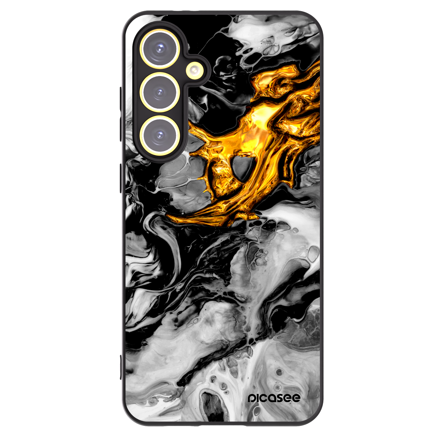 Picasee Μαύρη θήκη σιλικόνης για Samsung Galaxy S24 FE S721B - Black Gold 2