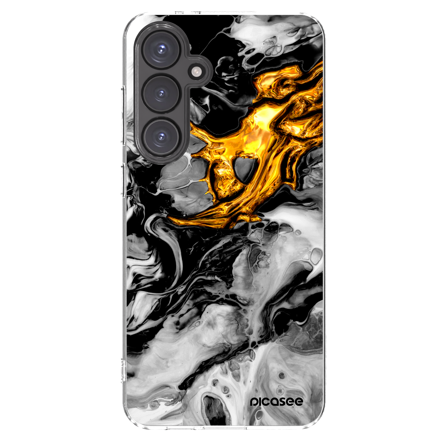 Picasee διαφανής θήκη σιλικόνης Samsung Galaxy S24 FE S721B - Black Gold 2
