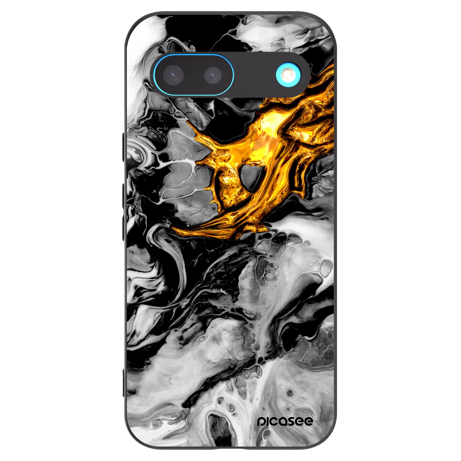 Picasee Μαύρη θήκη σιλικόνης για Google Pixel 8 - Black Gold 2