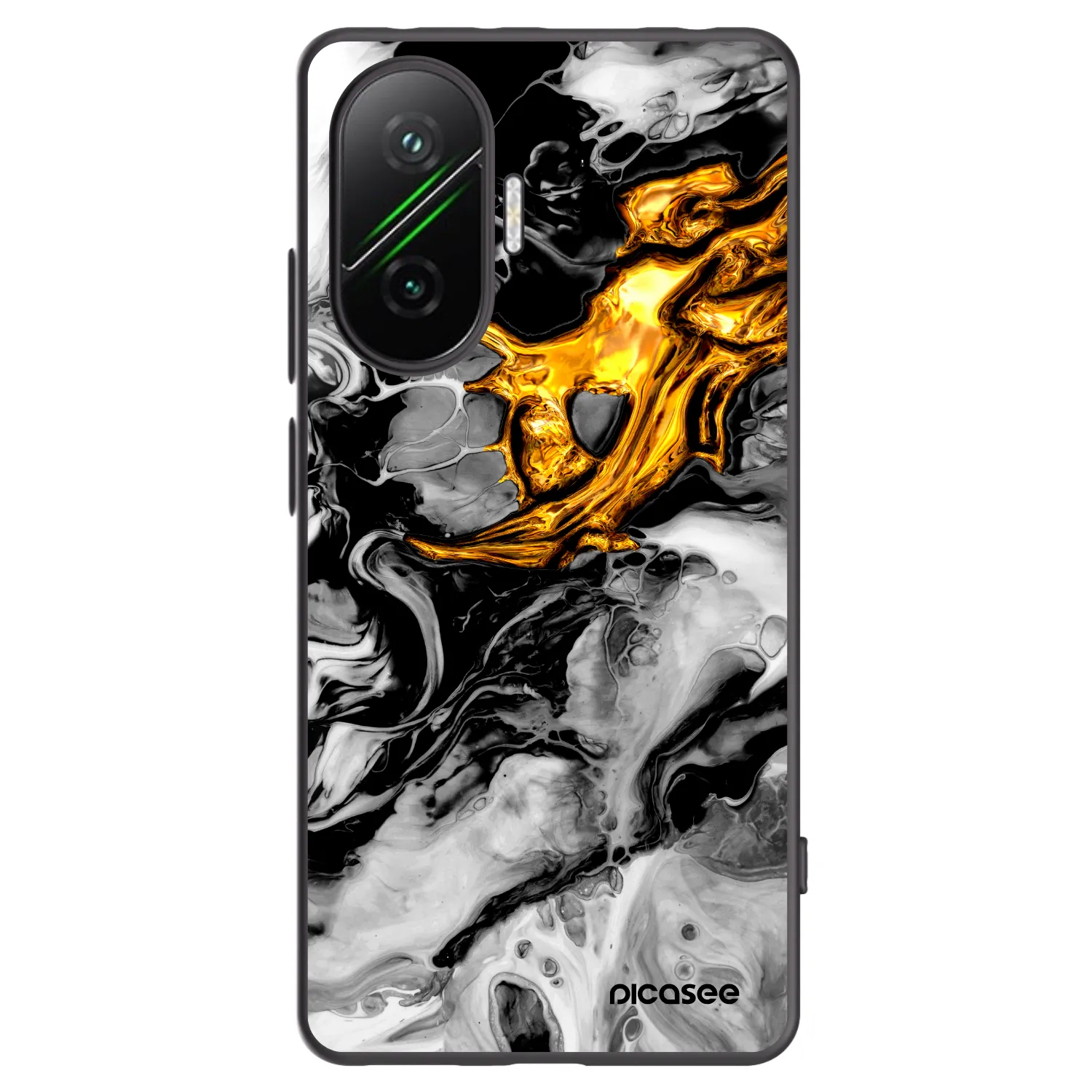 Picasee Μαύρη θήκη σιλικόνης για Xiaomi Poco F7 5G - Black Gold 2