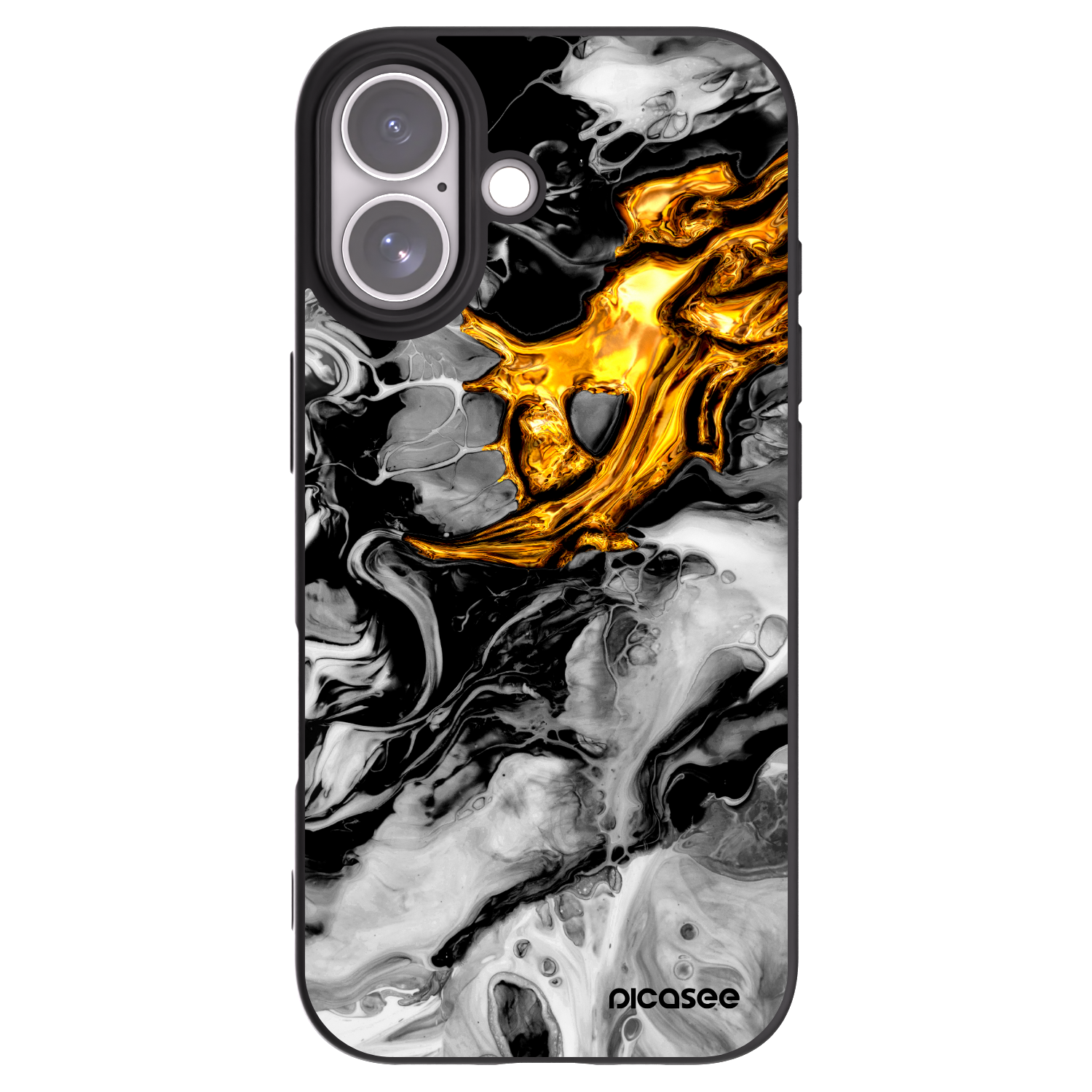 Picasee Μαύρη θήκη σιλικόνης για Apple iPhone 17 - Black Gold 2