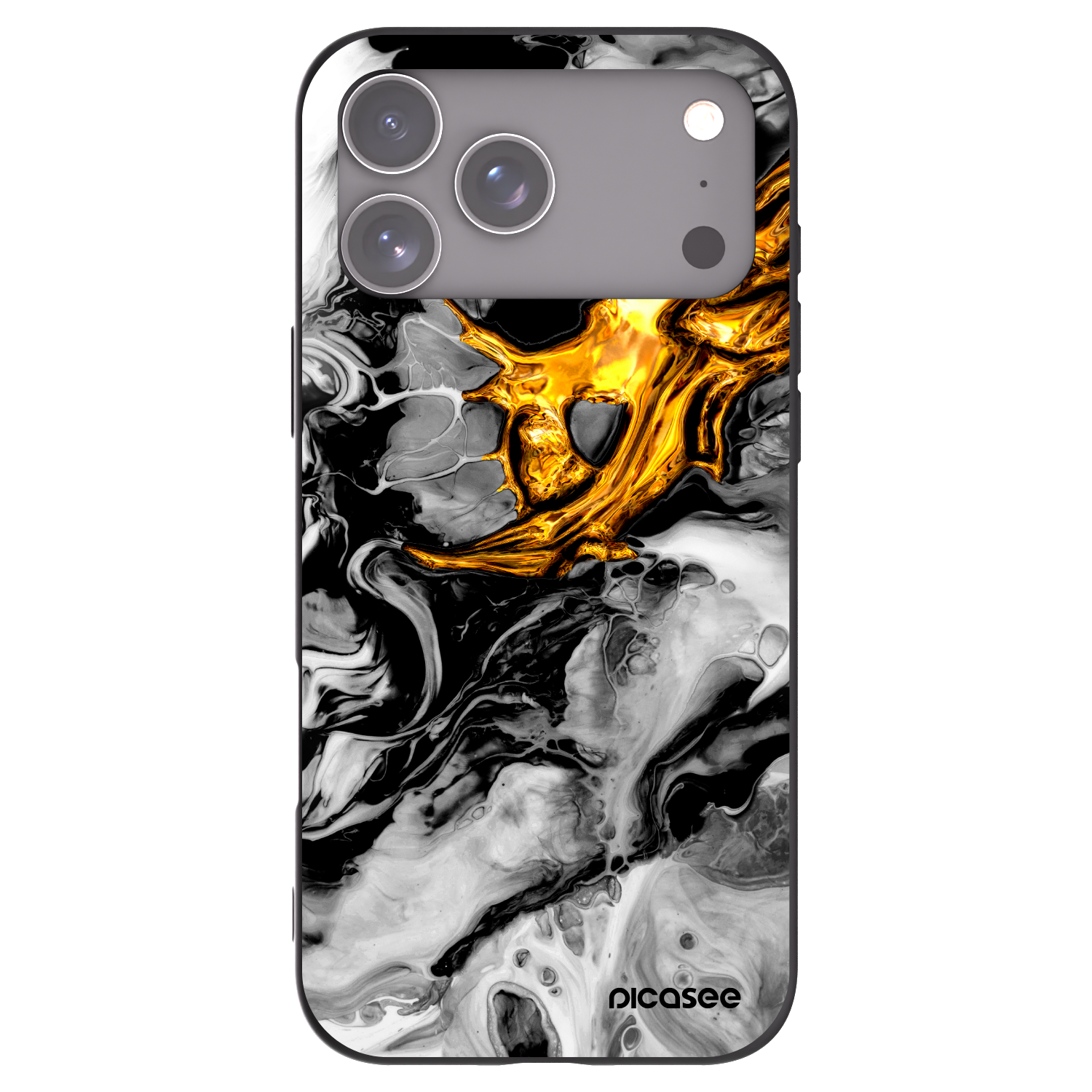 Picasee Μαύρη θήκη σιλικόνης για Apple iPhone 17 Pro Max - Black Gold 2