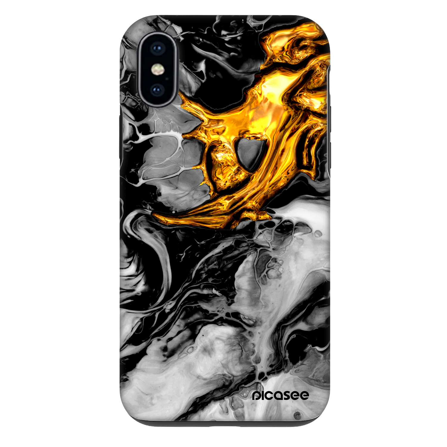 Picasee Fashion Case για Apple iPhone X/XS - Black Gold 2